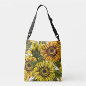 Hand Drawn Sunflower Crossbody Tas (Achterkant)