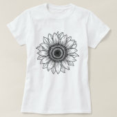 Hand-Drawn Sunflower; Elegant Floral Summer T-shirt (Design voorkant)