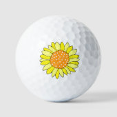 Hand Drawn Sunflower Golfballen (Voorkant)