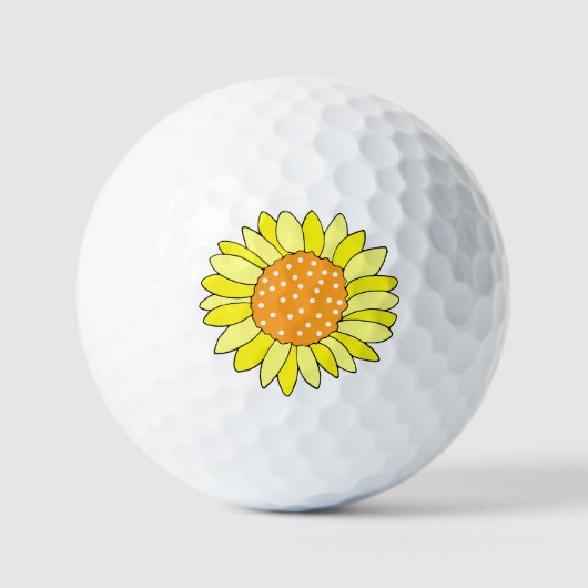 Hand Drawn Sunflower Golfballen (Voorkant)