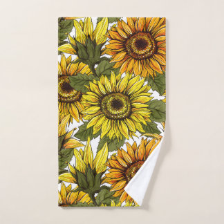 Hand Drawn Sunflower Handdoek
