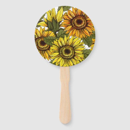 Hand Drawn Sunflower Handwaaier (Achterkant)