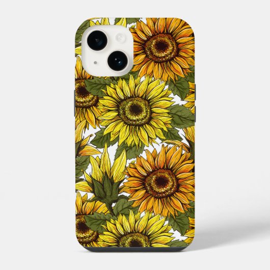 Hand Drawn Sunflower iPhone Hoesje (Achterkant)