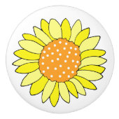 Hand Drawn Sunflower Keramische Knop (Voorkant)