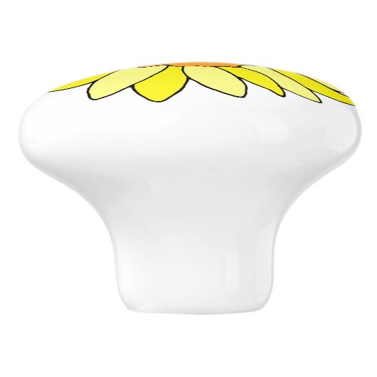 Hand Drawn Sunflower Keramische Knop (Zijkant)
