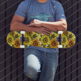 Hand Drawn Sunflower Persoonlijk Skateboard