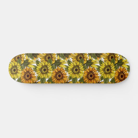 Hand Drawn Sunflower Persoonlijk Skateboard (Horizontaal)