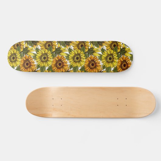 Hand Drawn Sunflower Persoonlijk Skateboard (Horizontaal)