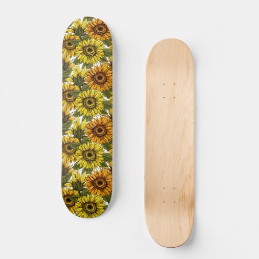 Hand Drawn Sunflower Persoonlijk Skateboard (Voorkant)