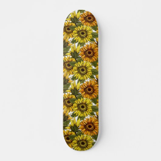 Hand Drawn Sunflower Persoonlijk Skateboard (Voorkant)