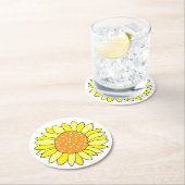 Hand Drawn Sunflower Ronde Kartonnen Onderzetter (Insitu)