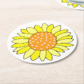 Hand Drawn Sunflower Ronde Kartonnen Onderzetter (Gebogen)