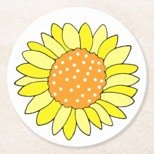 Hand Drawn Sunflower Ronde Kartonnen Onderzetter