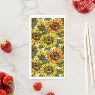 Hand Drawn Sunflower Servet