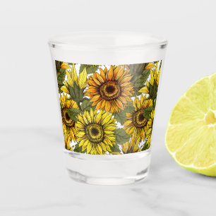 Hand Drawn Sunflower Shot Glas