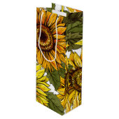Hand Drawn Sunflower Wijn Cadeautas (Voorkant Gekanteld)