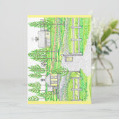 Hand Drawn Sunny Hill Boerderij Flat Kaart (Staand voorkant)