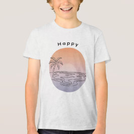 Hand-Drawn Sunset Beach T-Shirt for Boys