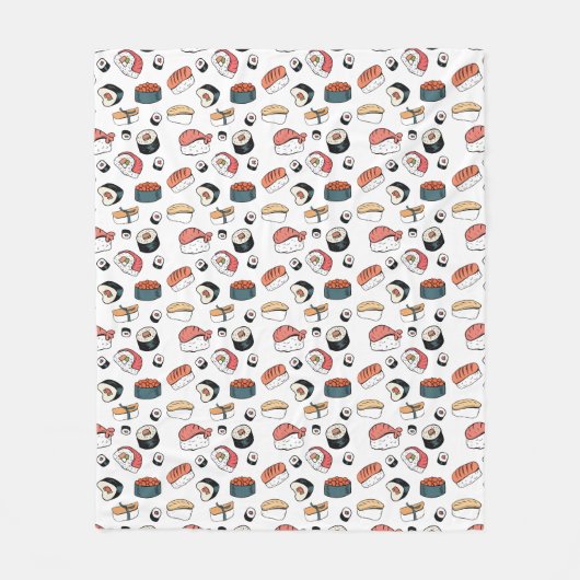 Hand-Drawn Sushi Mix Fleece Deken (Voorkant)