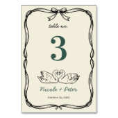 Hand Drawn Swan Handwriting Wedding Table Number Kaart (Achterkant)