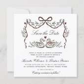 Hand Drawn Swans Paired for Life Save the Date (Voorkant)