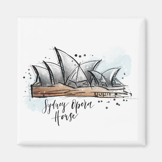 Hand Drawn Sydney Opera House Magnet (Voorkant)