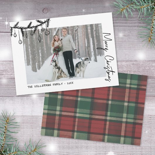 Hand Drawn Tartan Whimsical Christmas Feestdagenkaart