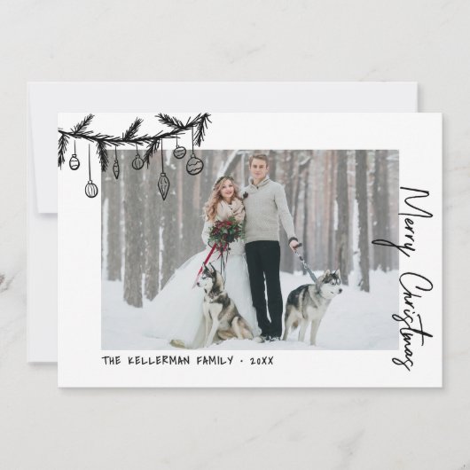 Hand Drawn Tartan Whimsical Christmas Feestdagenkaart (Voorkant)