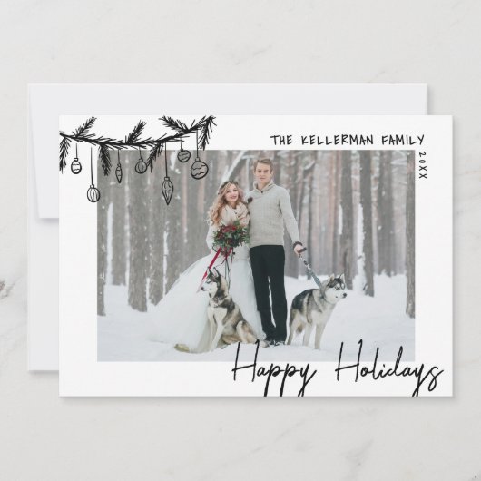 Hand Drawn Tartan Whimsical Happy Feestdagenkaart (Voorkant)