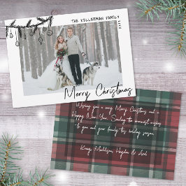 Hand Drawn Tartan Whimsical Merry Christmas Feestdagenkaart