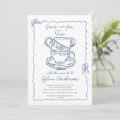 Hand Drawn Tea Baby shower Uitnodiging (Staand voorkant)