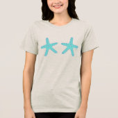 Hand-drawn Teal Starfish  Tri-Blend Shirt (Voorkant)