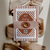 Hand Drawn Terracotta Stripe Wedding Uitnodigingen Wikkel
