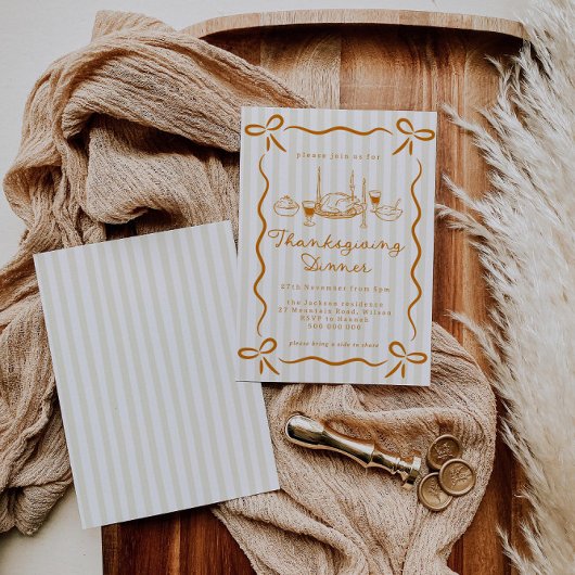 Hand Drawn Thanksgiving Dinner Invitation Kaart