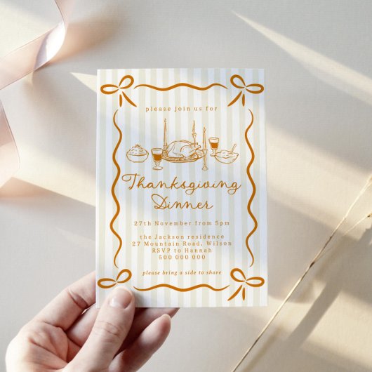 Hand Drawn Thanksgiving Dinner Invitation Kaart