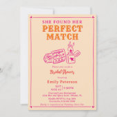 Hand Drawn The Perfect Match Pink Bridal Shower Kaart (Voorkant)