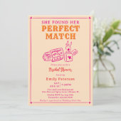 Hand Drawn The Perfect Match Pink Bridal Shower Kaart (Staand voorkant)
