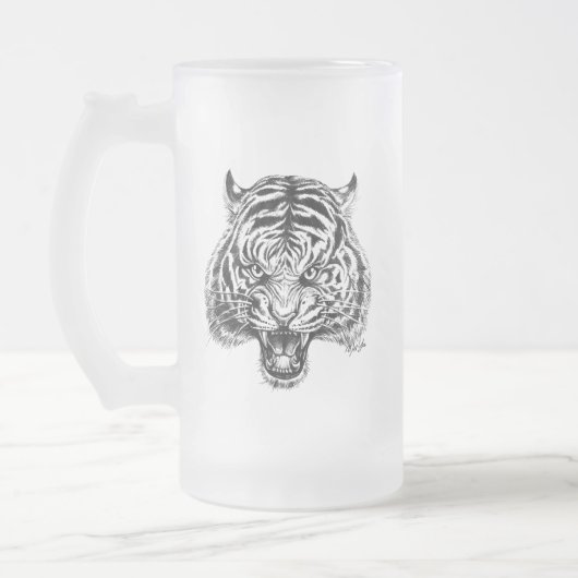 Hand Drawn Tiger Art Tall Beer Mok door Mei Yu (Links)