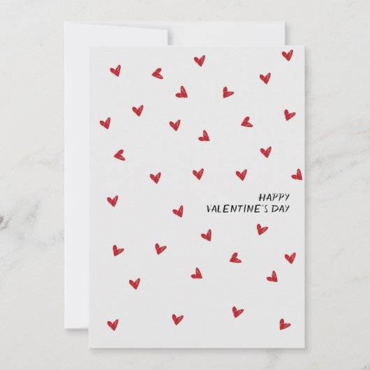 Hand Drawn Tiny Hearts Happy Valentine's Day  Feestdagenkaart (Voorkant)