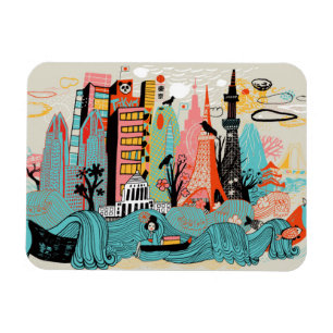 Hand Drawn Tokyo Japan Magneet