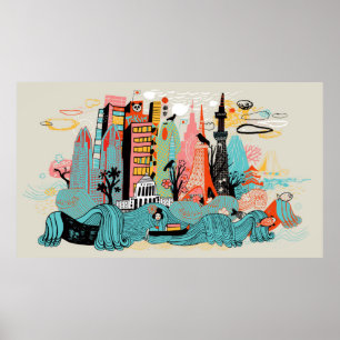 Hand Drawn Tokyo Japan Poster