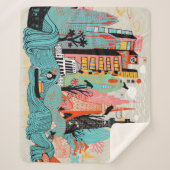 Hand Drawn Tokyo Japan Sherpa Deken (Voorkant)