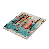 Hand Drawn Tokyo Japan Tegeltje (Zijkant)