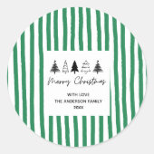 Hand drawn tree Merry Christmas Ronde Sticker (Voorkant)