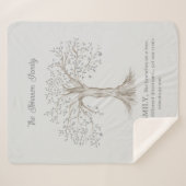 Hand Drawn Tree Personalized Name Quote Light Gray Sherpa Deken (Voorkant (horizontaal))