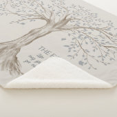 Hand Drawn Tree Personalized Quote Gray Beige Sherpa Deken (3/4)