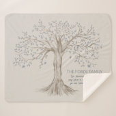 Hand Drawn Tree Personalized Quote Gray Beige Sherpa Deken (Voorkant (horizontaal))