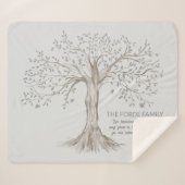 Hand Drawn Tree Personalized Quote Light Gray Sherpa Deken (Voorkant (horizontaal))
