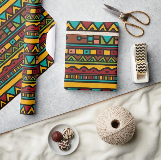 Hand Drawn Tribal Pattern Earth Tones Cadeaupapier (Crafts)