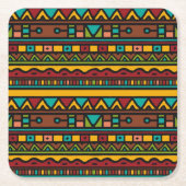 Hand Drawn Tribal Pattern Earth Tones Kartonnen Onderzetters (Voorkant)